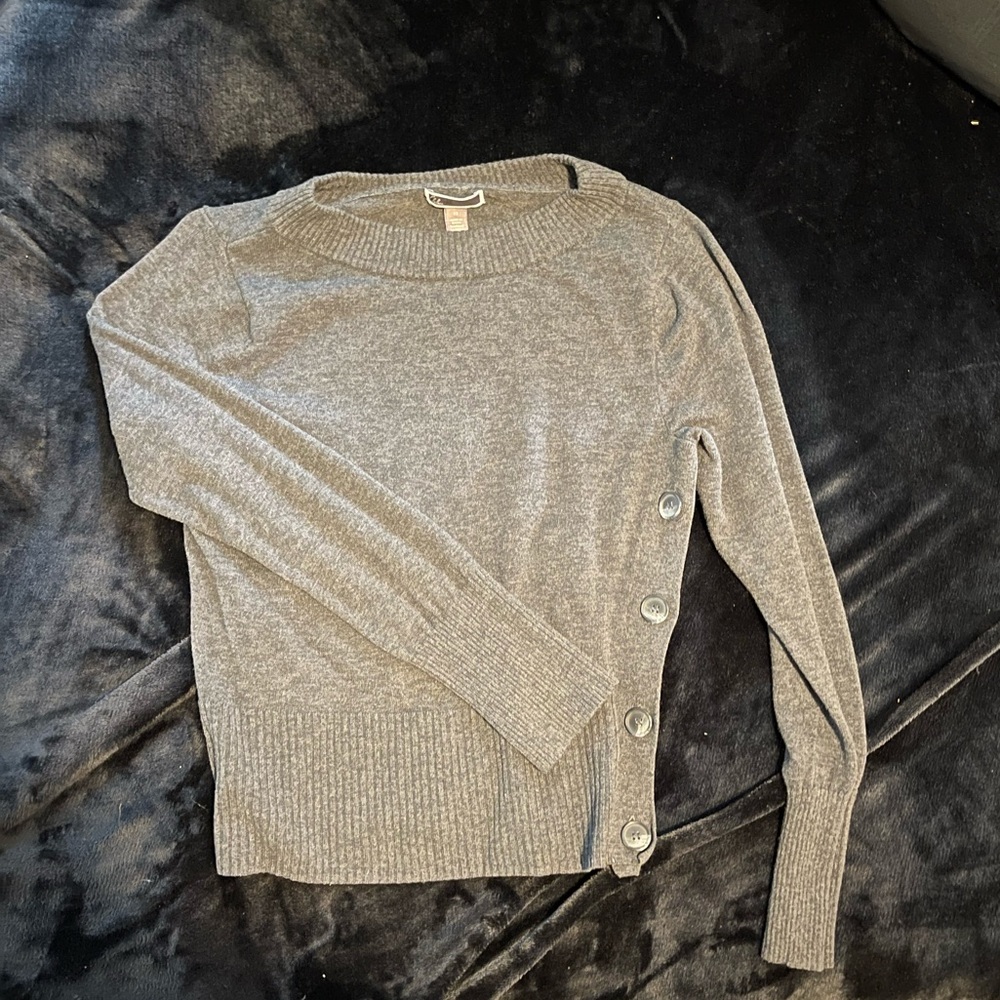Gray Chelsea28 Sweater Side Button Embellished